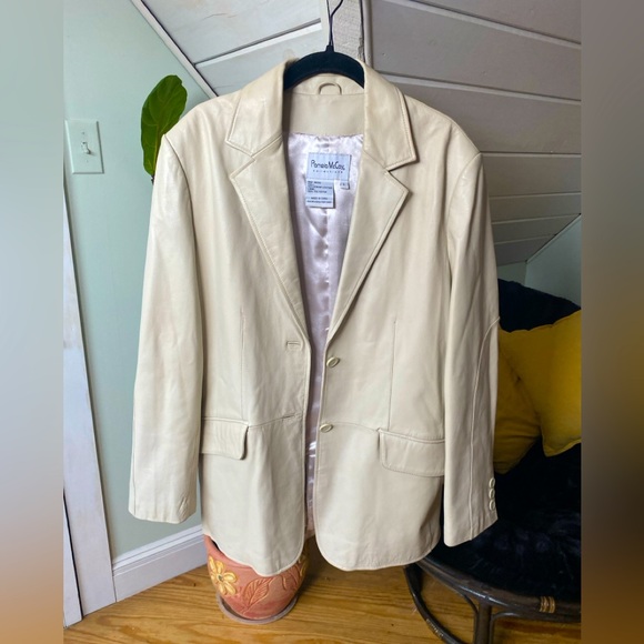 Pamela McCoy Leather Jacket Cream Size Large - Picture 16 of 16